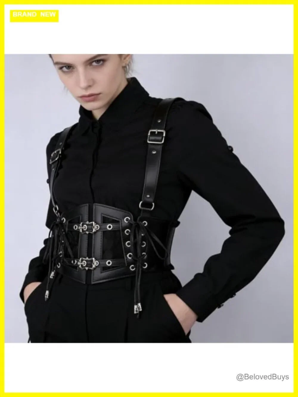 Vintage Cincher Corset Belt Wide Elastic PU Leather Waistband